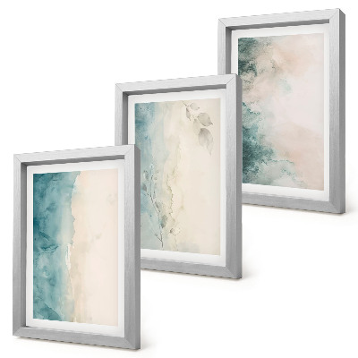 Tavelvägg med 3 tavlor Akvarellmålningar på duk, minimalistisk stil