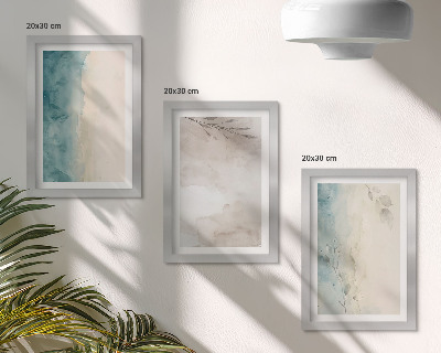 Triptyk tavla med ram Subtil akvarell målerisk textur