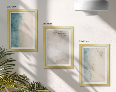 Triptyk tavla med ram Subtil akvarell målerisk textur