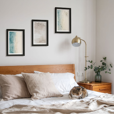 Triptyk tavla med ram Subtil akvarell målerisk textur