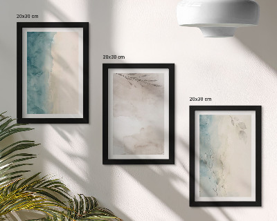 Triptyk tavla med ram Subtil akvarell målerisk textur