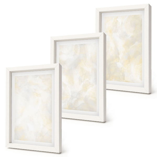 Triptyk tavla med ram Ljusa texturerade penseldrag design