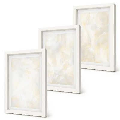 Triptyk tavla med ram Ljusa texturerade penseldrag design