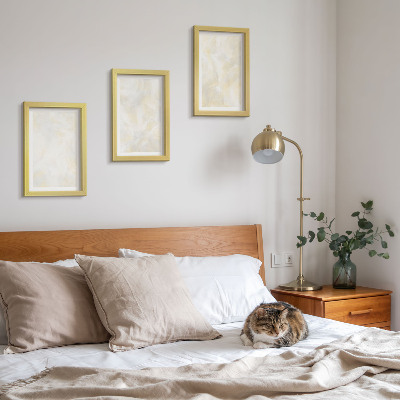 Triptyk tavla med ram Ljusa texturerade penseldrag design