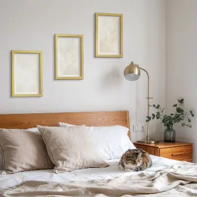 Triptyk med ram ljusa texturerade penseldrag