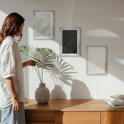 Tavelvägg med 3 tavlor Strukturer i olika nyanser av minimalism