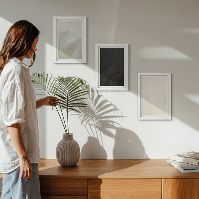 Tavelvägg med 3 tavlor Strukturer i olika nyanser av minimalism