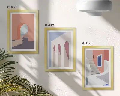 Posterpaket med illustrationer av urban arkitektur i minimalistisk stil