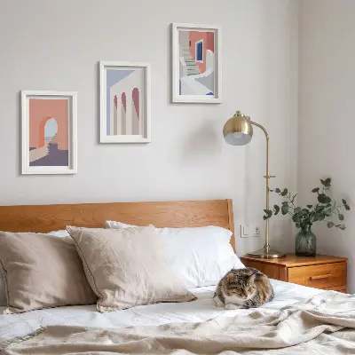 Posterpaket med illustrationer av urban arkitektur i minimalistisk stil