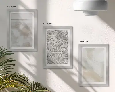 Tavelvägg med 3 tavlor abstrakt design med moderna målningstexturer