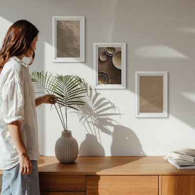 Triptyk tavla med ram Stenstrukturer i modern minimalistisk stil