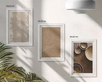 Tavelvägg med 3 tavlor med motiv av strukturer och texturer i minimalistisk stil