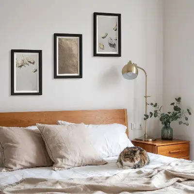 Triptyk med tavlor med motiv av naturstrukturer från strandstenar