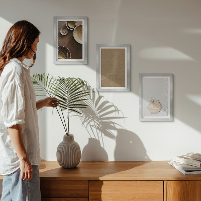 Tavelvägg med 3 tavlor Minimalistiska texturer i varma färger