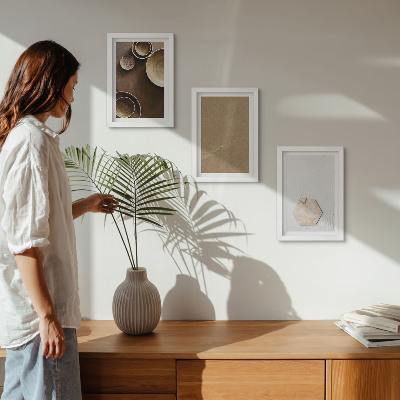 Tavelvägg med 3 tavlor Minimalistiska texturer i varma färger