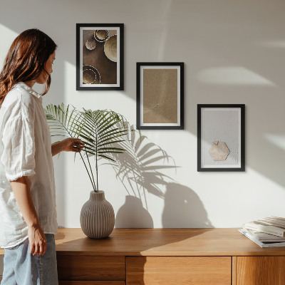 Tavelvägg med 3 tavlor Minimalistiska texturer i varma färger
