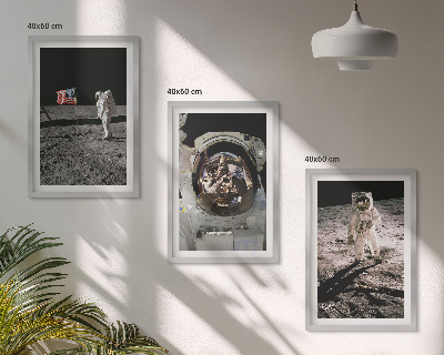 Set om 3 tavlor NASA:s månlandning på astronaut