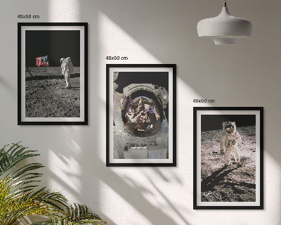 Set om 3 tavlor NASA:s månlandning på astronaut