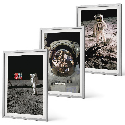 Set om 3 tavlor NASA:s månlandning på astronaut