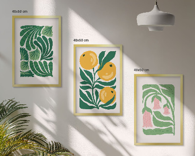 Tavelset ovanför soffa Minimalistiska växtmönster