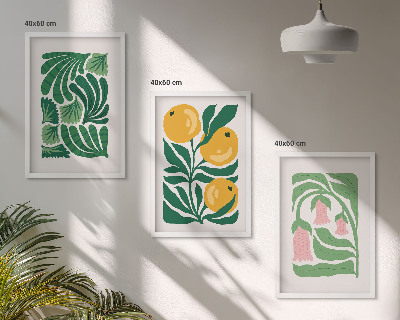 Tavelset ovanför soffa Minimalistiska växtmönster
