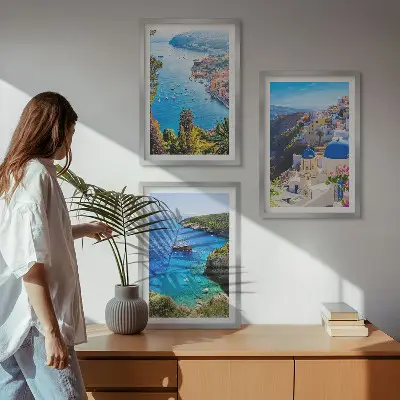 Grekiska utsikter från Oia på Santorini tavelset med ramar