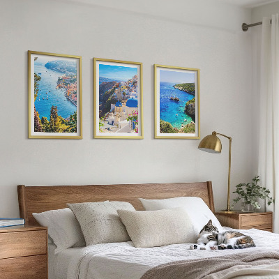 Tavelpaket med ramar Grekiska vyer över Santorini Oia