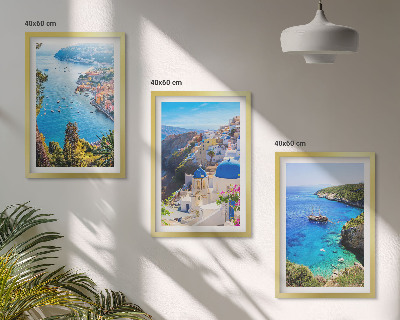 Tavelpaket med ramar Grekiska vyer över Santorini Oia
