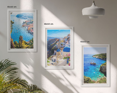 Tavelpaket med ramar Grekiska vyer över Santorini Oia