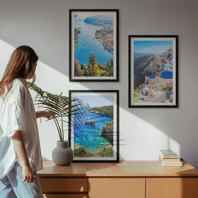 Grekiska utsikter från Oia på Santorini tavelset med ramar