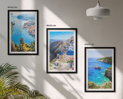 Tavelpaket med ramar Grekiska vyer över Santorini Oia