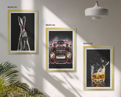 Tavelpaket med ramar Damben ros bil whisky