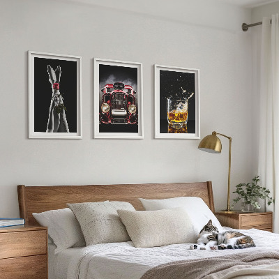 Tavelpaket med ramar Damben ros bil whisky