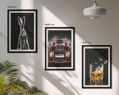 Tavelpaket med ramar Damben ros bil whisky