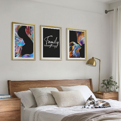 Tavelpaket med ramar Porträtt av människor i färgglada mönster, familj
