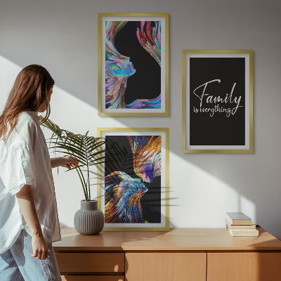 Tavelpaket med ramar Porträtt av människor i färgglada mönster, familj