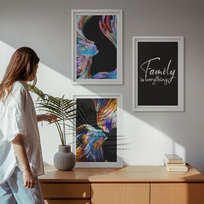 Tavelpaket med ramar Porträtt av människor i färgglada mönster, familj