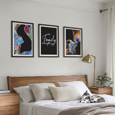 Tavelpaket med ramar Porträtt av människor i färgglada mönster, familj