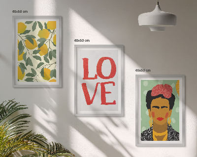 Tavelpaket med ramar Citroner ÄLSKAR porträtt av Frida