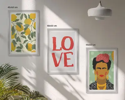 Tavelset med ramar porträtt av Frida med citroner
