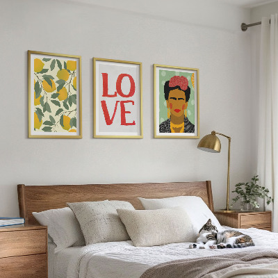 Tavelpaket med ramar Citroner ÄLSKAR porträtt av Frida