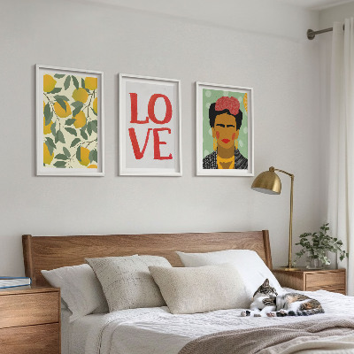 Tavelpaket med ramar Citroner ÄLSKAR porträtt av Frida