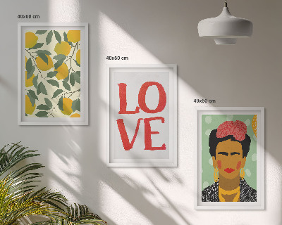 Tavelpaket med ramar Citroner ÄLSKAR porträtt av Frida