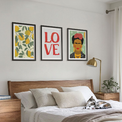 Tavelpaket med ramar Citroner ÄLSKAR porträtt av Frida
