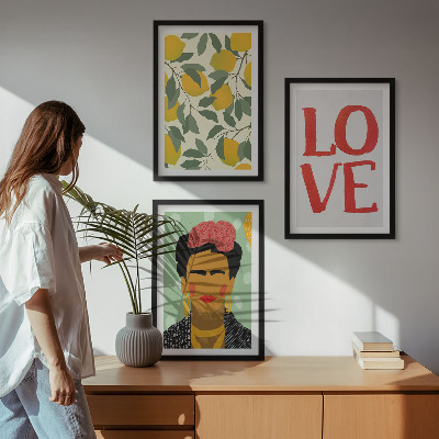 Tavelpaket med ramar Citroner ÄLSKAR porträtt av Frida