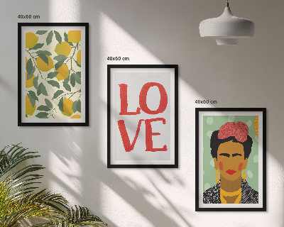 Tavelpaket med ramar Citroner ÄLSKAR porträtt av Frida