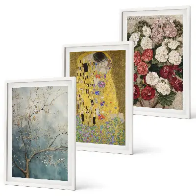 Blommorna i trädet målning Klimt set om 3 tavlor