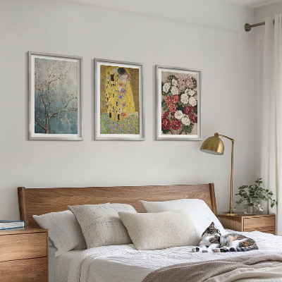 Set om 3 tavlor Blommorna i trädet målning Klimt