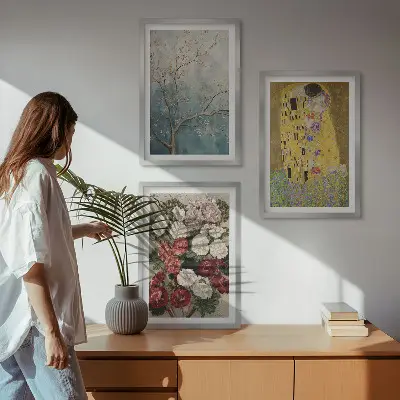 Blommorna i trädet målning Klimt set om 3 tavlor