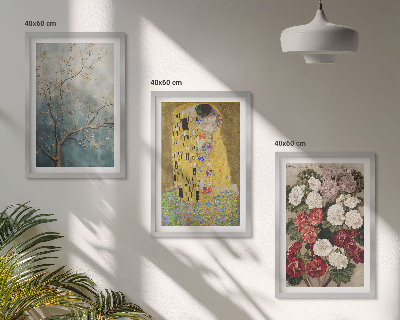 Set om 3 tavlor Blommorna i trädet målning Klimt
